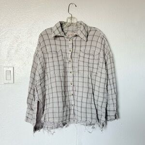 We The Free Plaid oversized Button Down Shirt size XS